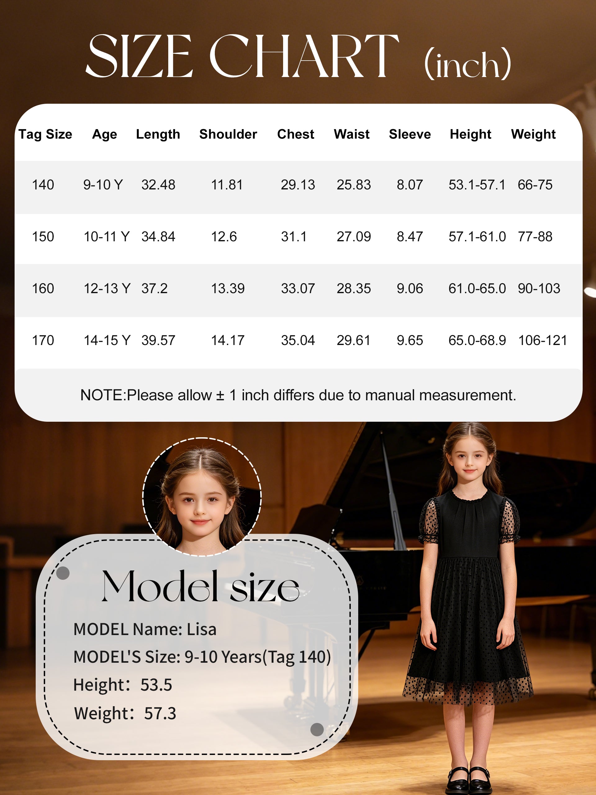 Rolanko Girls Contrast Mesh Ruffle Crew Neck Elegant Flower Wedding Prom Summer Dress