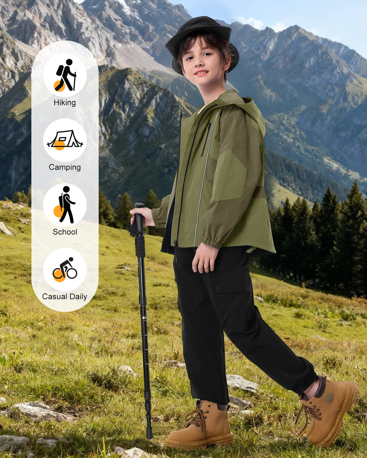 Boys Rain Jacket Waterproof Windbreaker