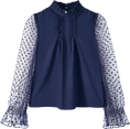 Load image into Gallery viewer, Girls Long Sleeve Shirts Chiffon Blouses with Polka Dot
