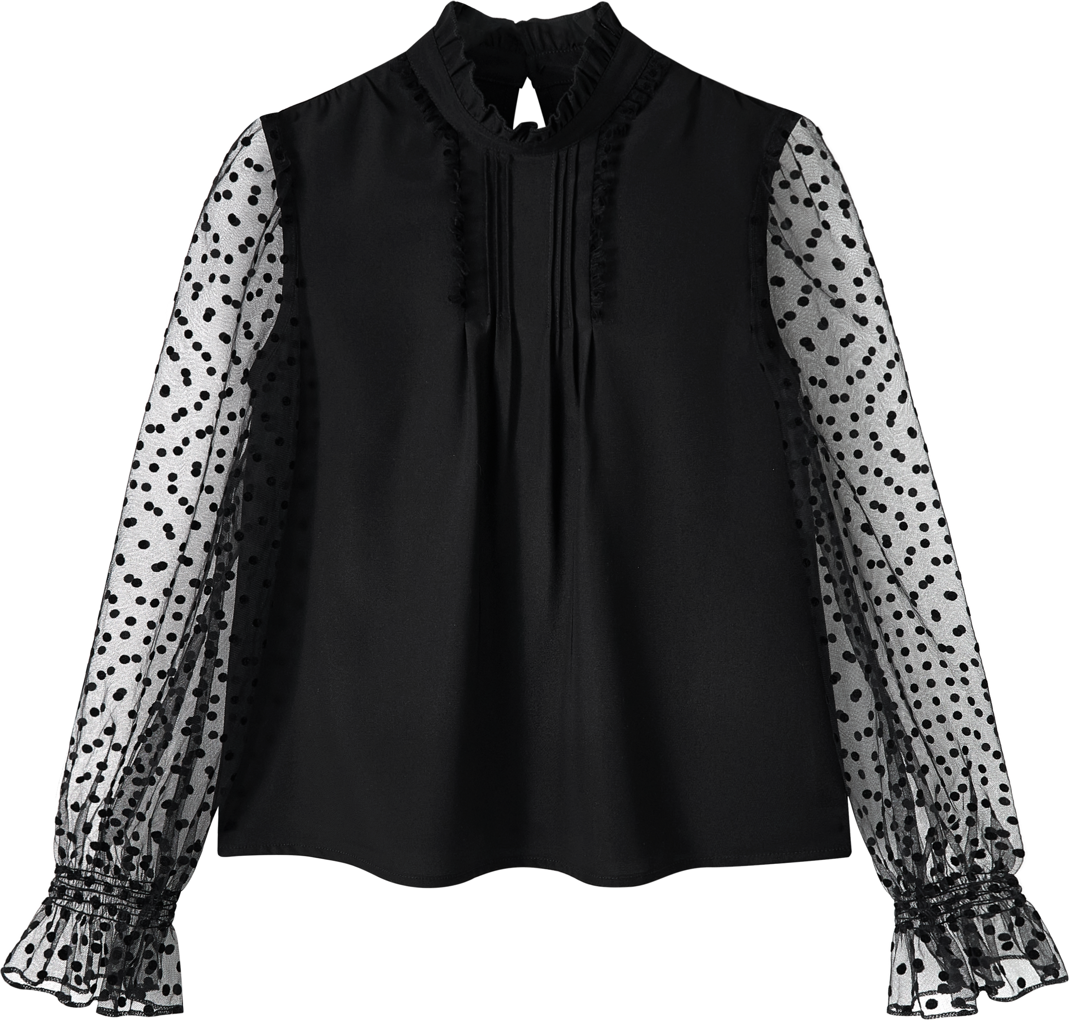 Girls Long Sleeve Shirts Chiffon Blouses with Polka Dot