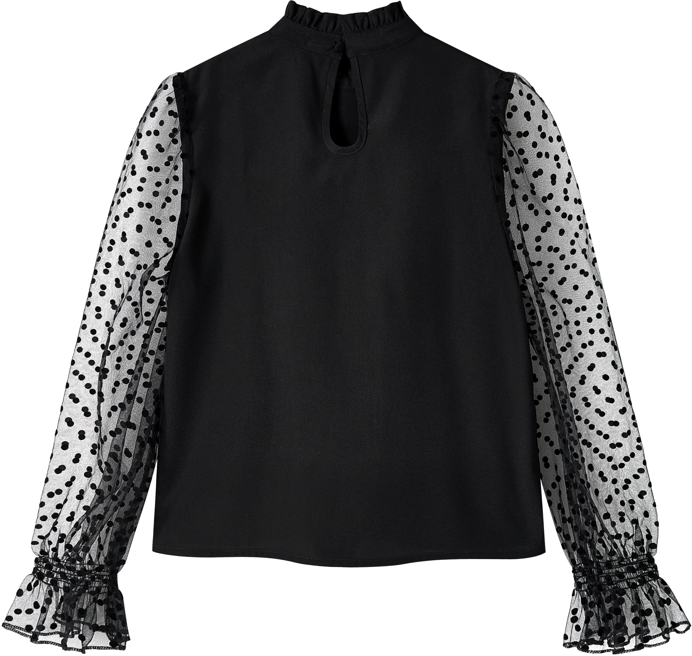 Girls Long Sleeve Shirts Chiffon Blouses with Polka Dot