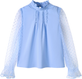 Load image into Gallery viewer, Girls Long Sleeve Shirts Chiffon Blouses with Polka Dot
