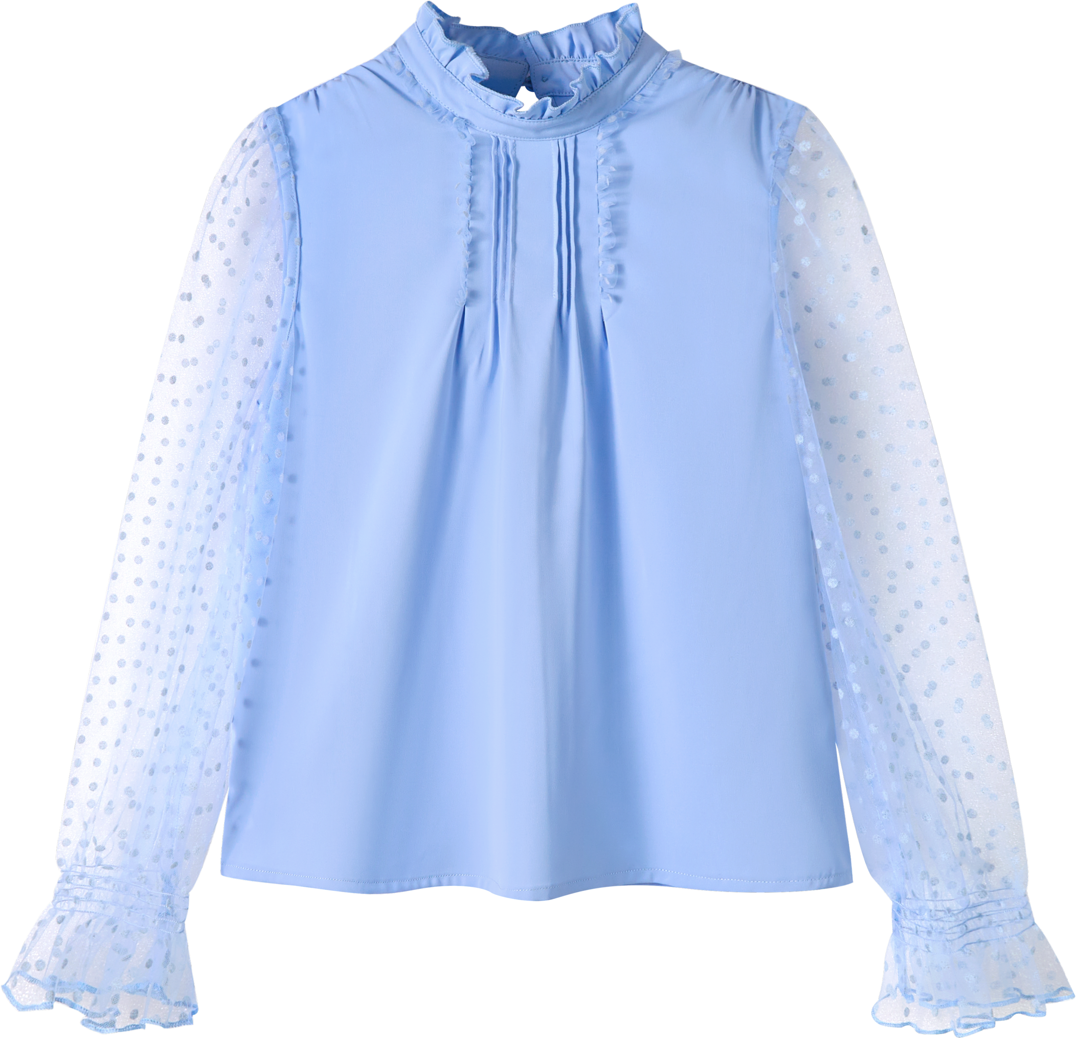 Girls Long Sleeve Shirts Chiffon Blouses with Polka Dot