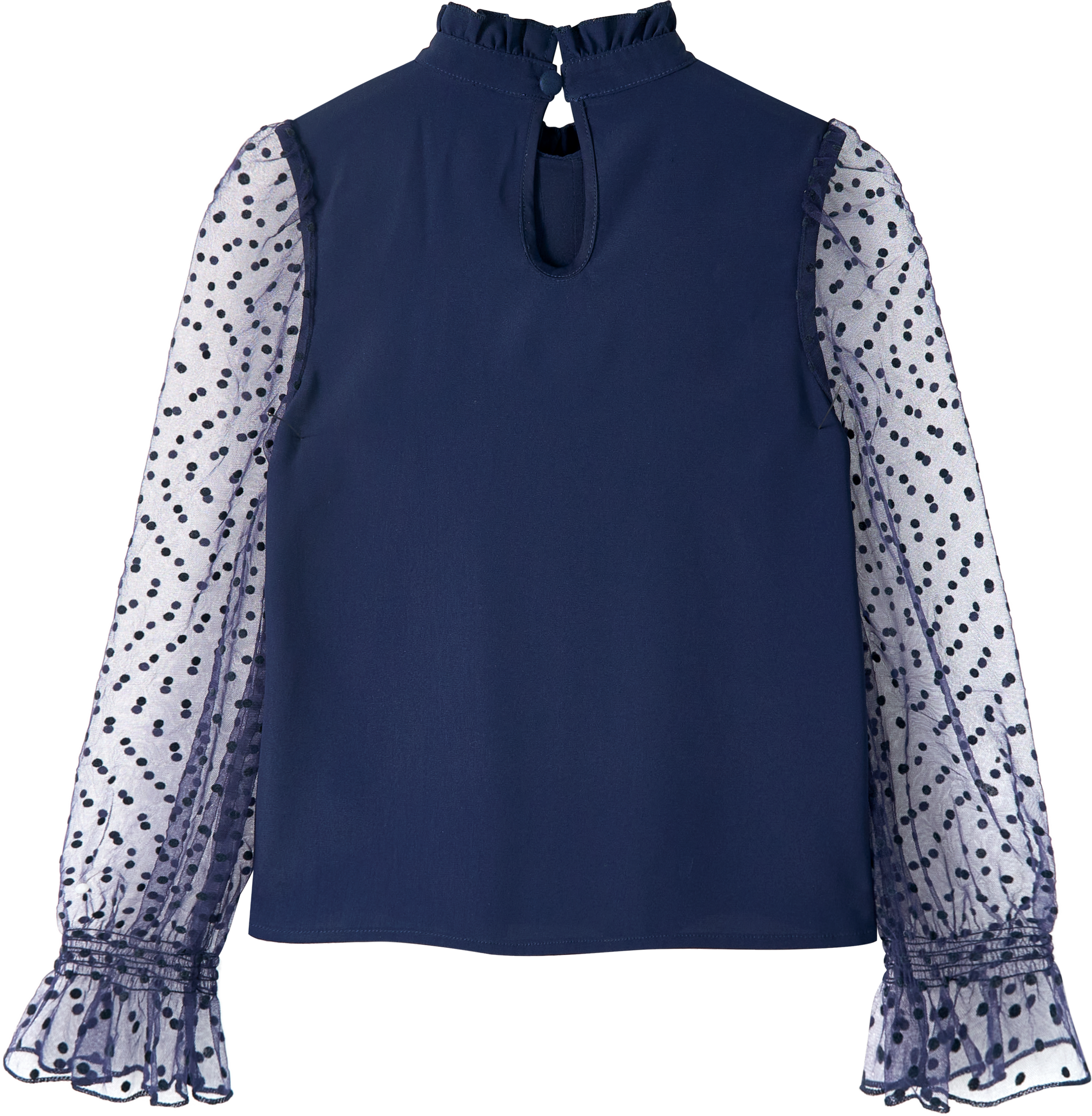 Girls Long Sleeve Shirts Chiffon Blouses with Polka Dot