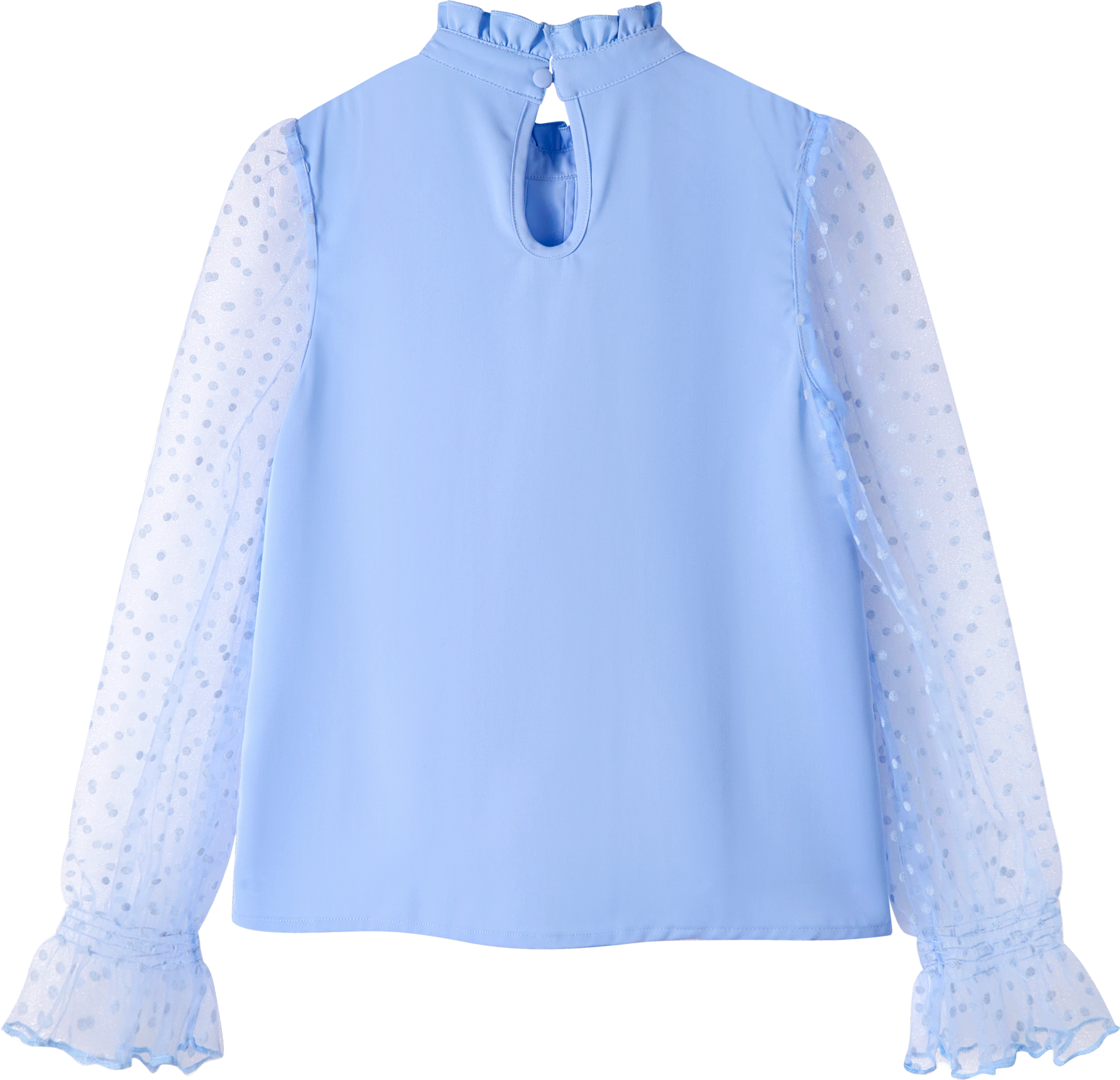 Girls Long Sleeve Shirts Chiffon Blouses with Polka Dot