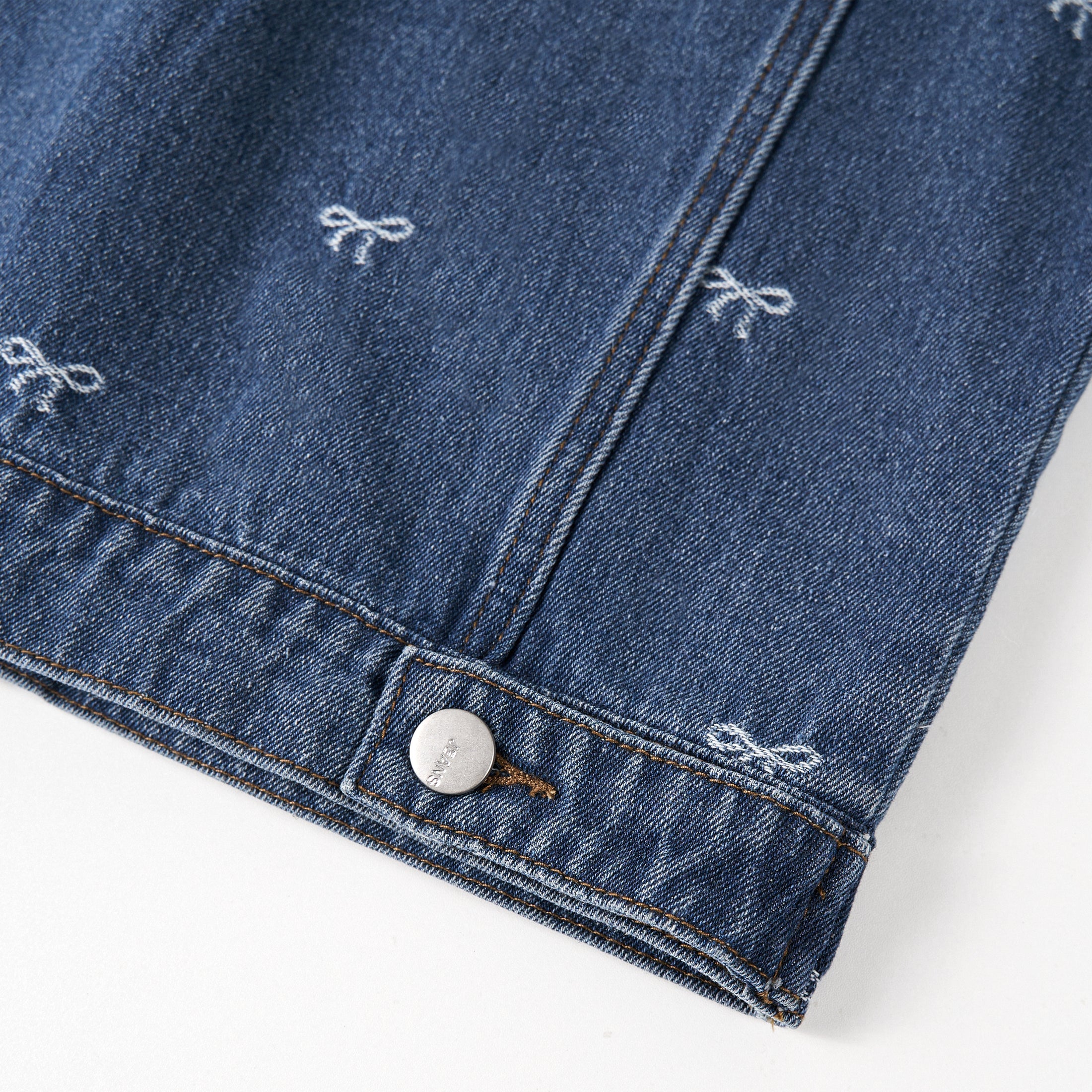 Rolanko Denim Jacket With All Over Embroidered Bow