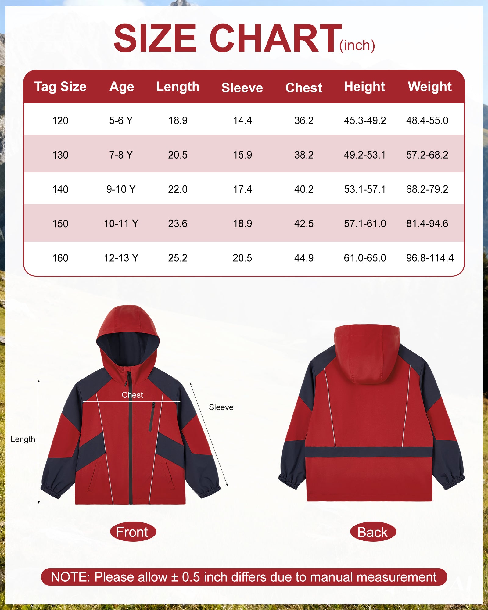 Boys Rain Jacket Waterproof Windbreaker