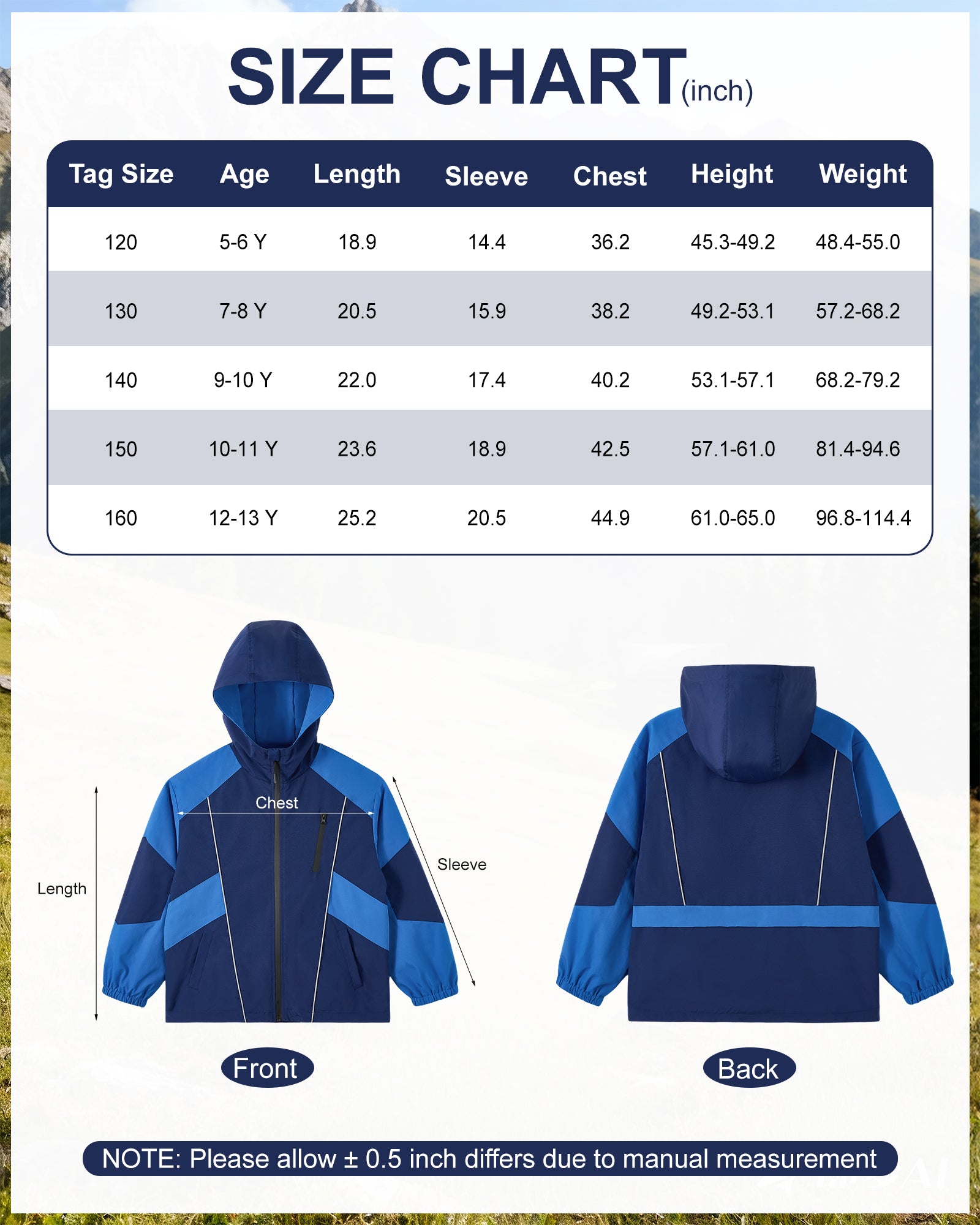 Boys Rain Jacket Waterproof Windbreaker