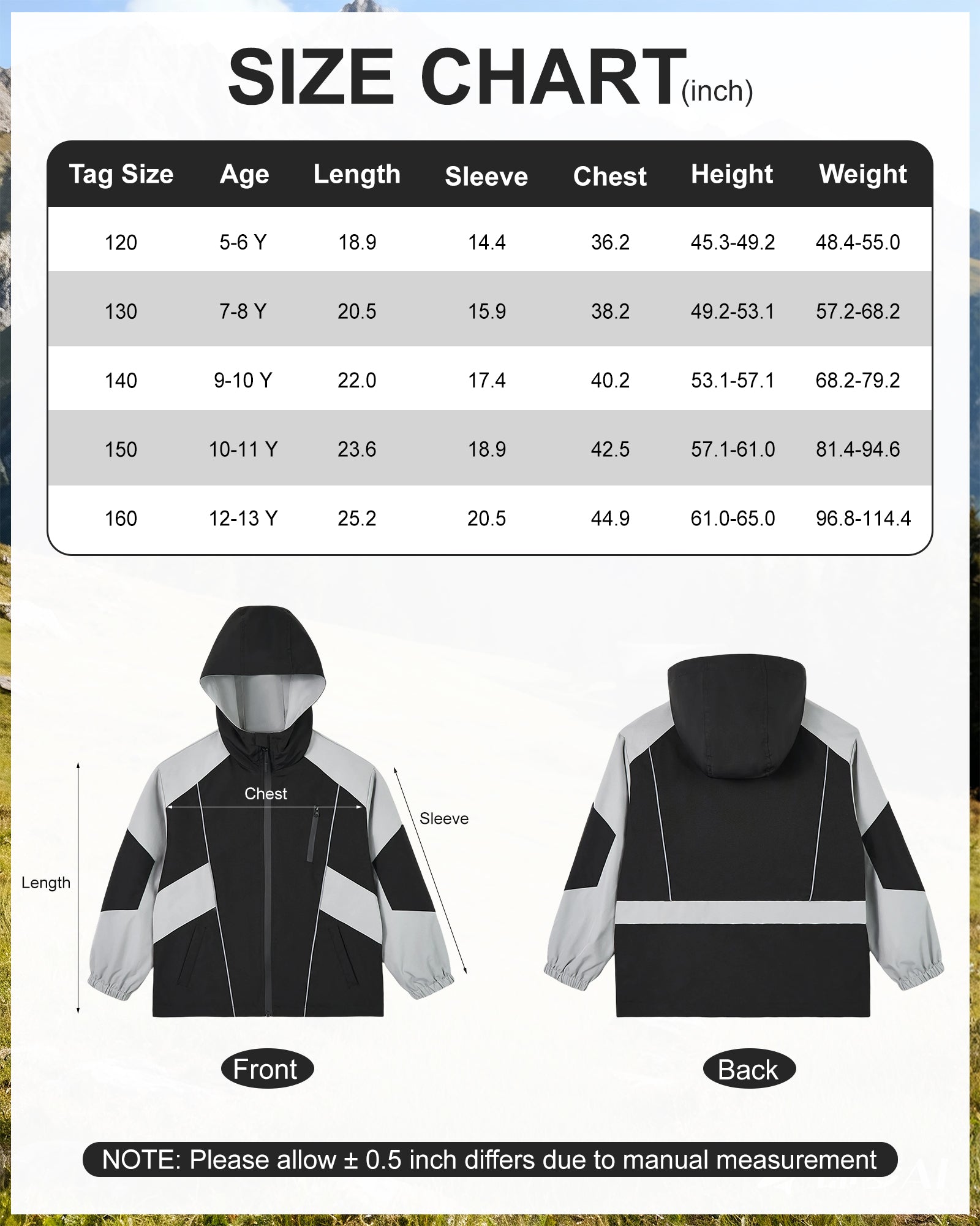 Boys Rain Jacket Waterproof Windbreaker