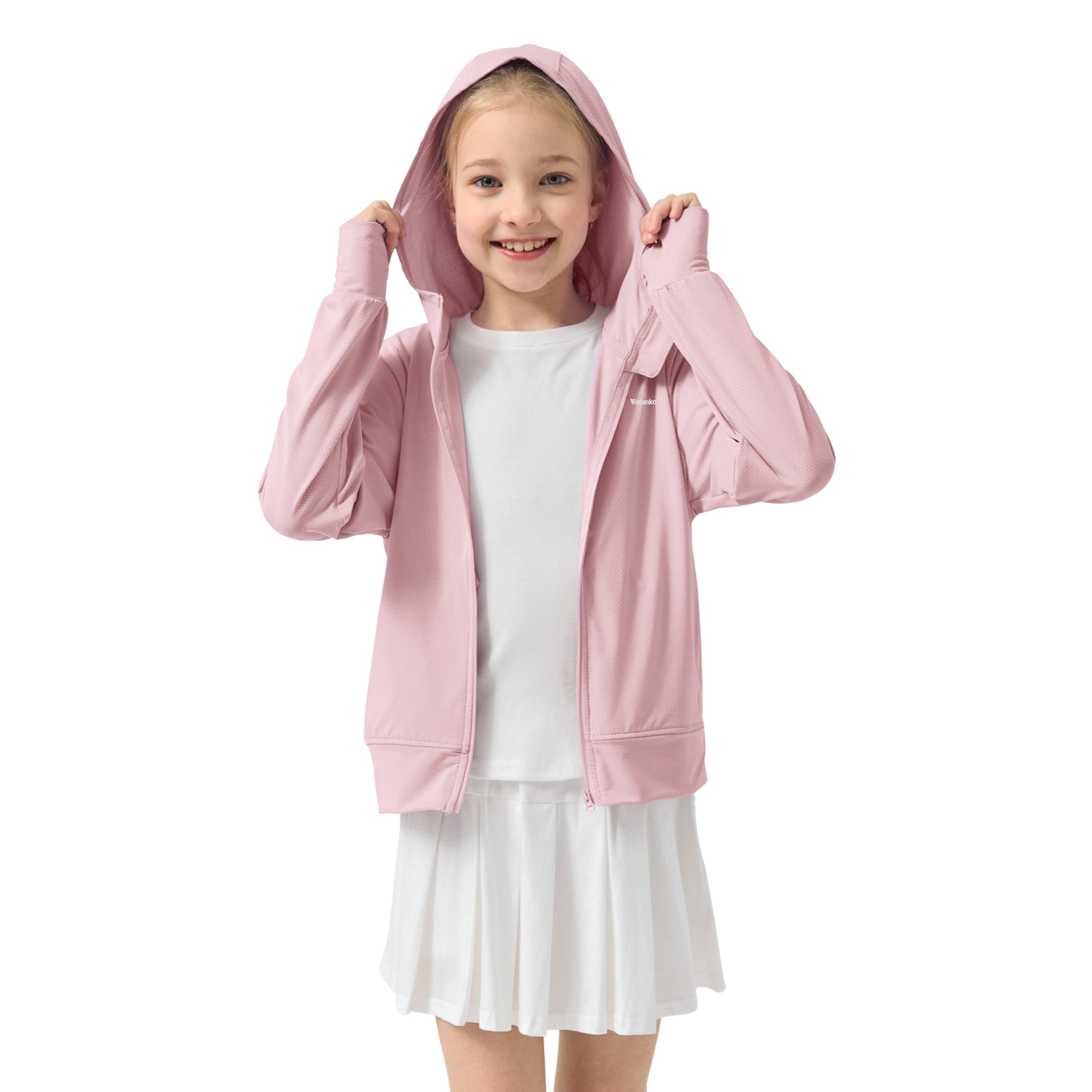Rolanko Kids Zip Up Sun Hoodie UPF50+ with Thumbholes