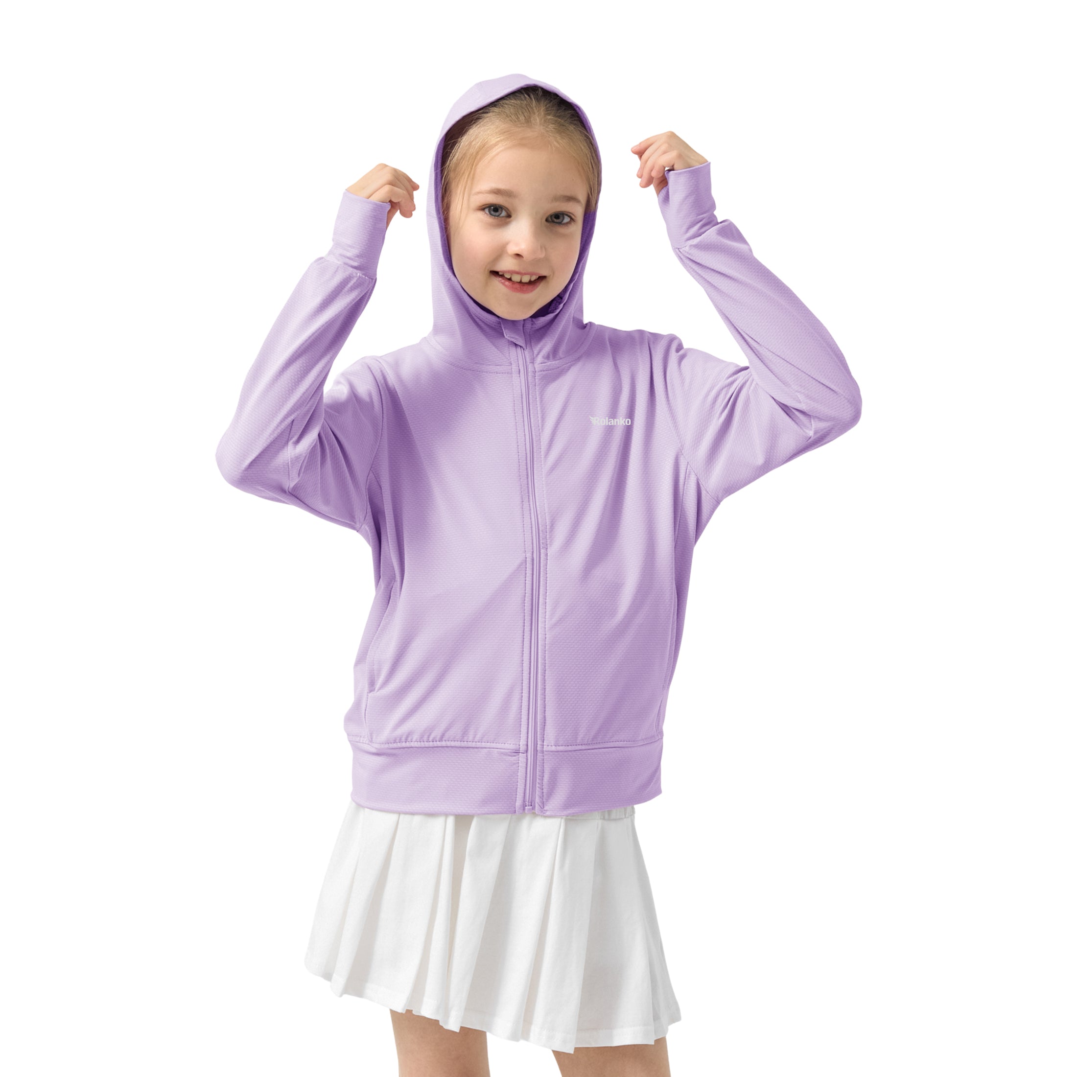 Rolanko Kids Zip Up Sun Hoodie UPF50+ with Thumbholes
