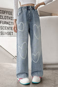 Load image into Gallery viewer, Girls Elastic Waist Blue Love Jeans
