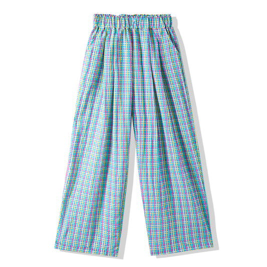 Rolanko Girls Floral Embroidery Lounge Pants - Japanese Style Yamamoto Trousers with Elastic Waist