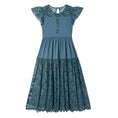 Load image into Gallery viewer, Rolanko Girls Boho Lace Ruffle Sleeve Tiered Flower Maxi Dress with Lining
