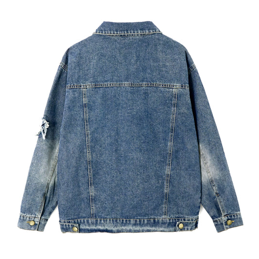 Girls Butterfly Pattern Denim Jacket