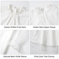 Load image into Gallery viewer, Rolanko Girls Contrast Mesh Puff Long Sleeve A-Line Dress with Belt
