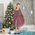 Load image into Gallery viewer, Rolanko Girls Velvet Dress Square Neck Long Sleeve Dress with Pockets
