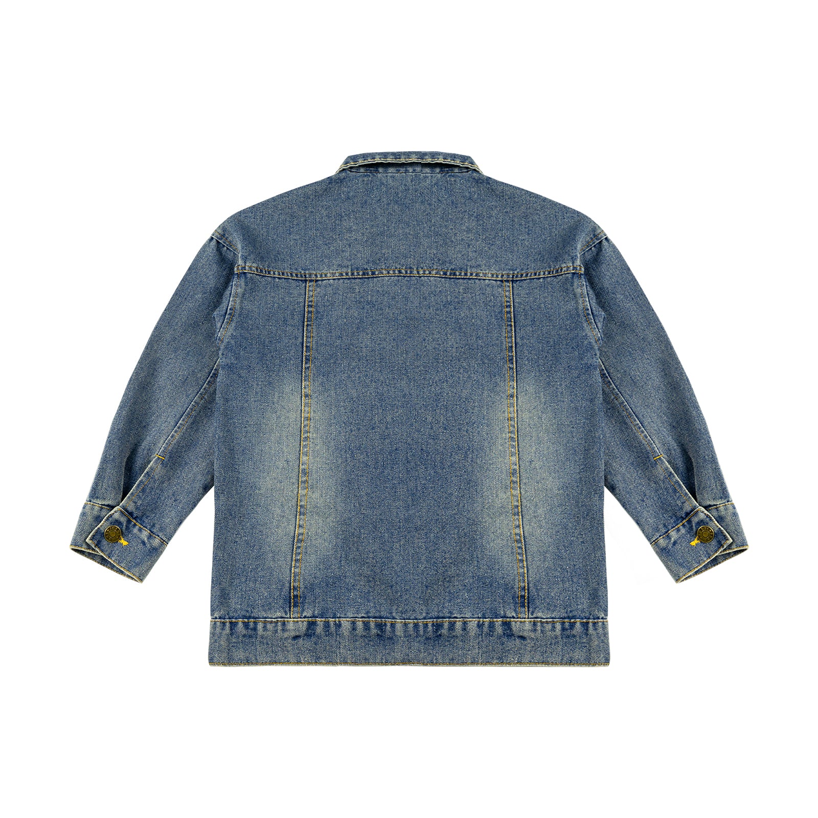 Girls Blue Ribbed Line Denim Jacket