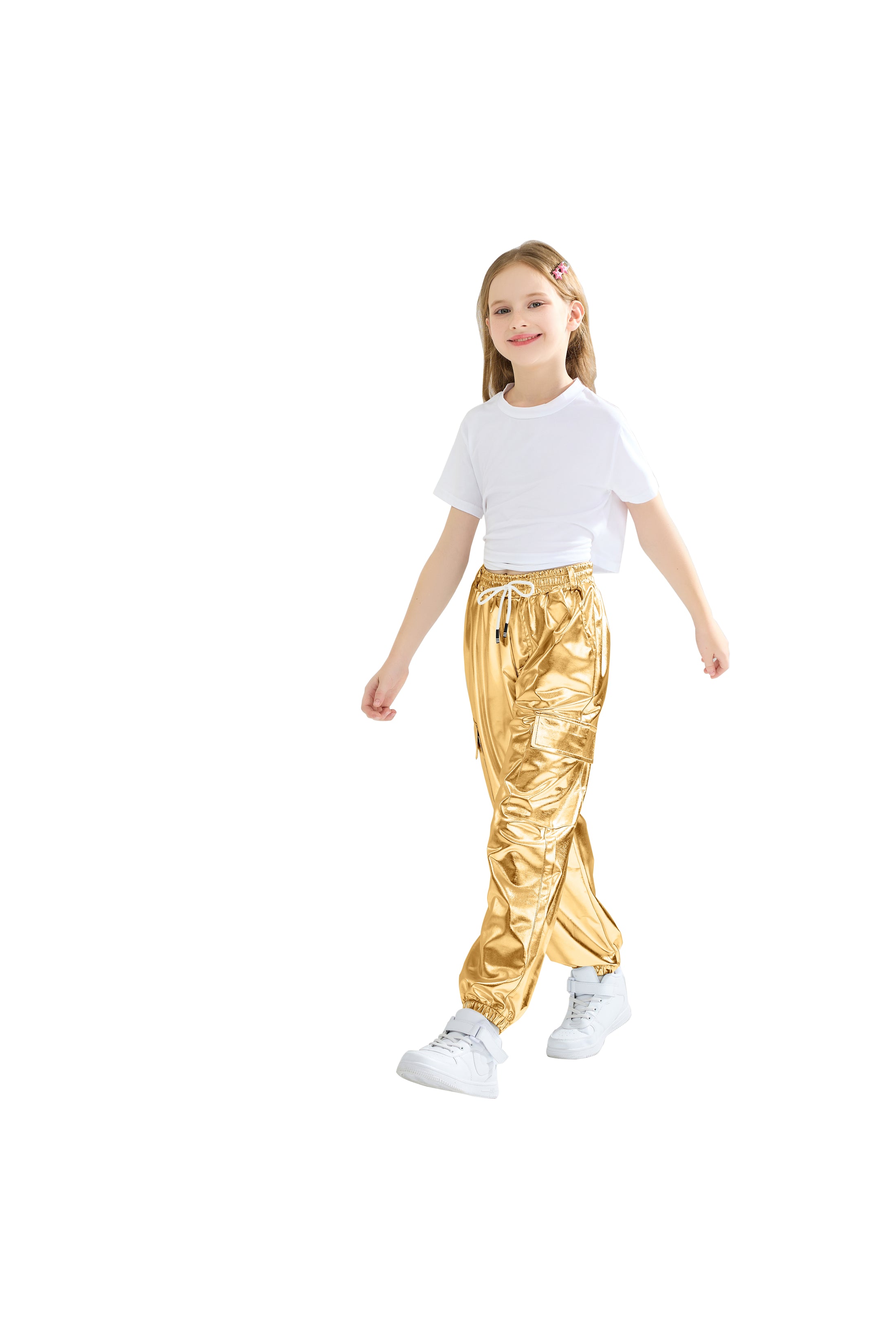 Girls Hip Hop Dance Cotton Cargo Jogger Pants for Kids