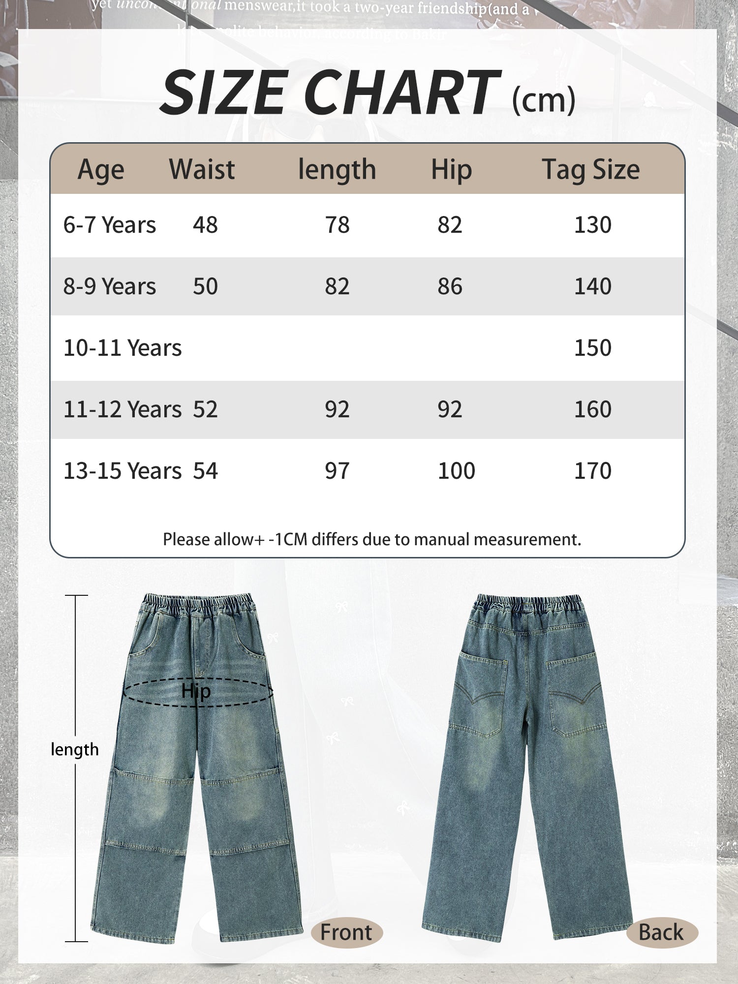 Girls Knee Stitched Wide Leg Jeans