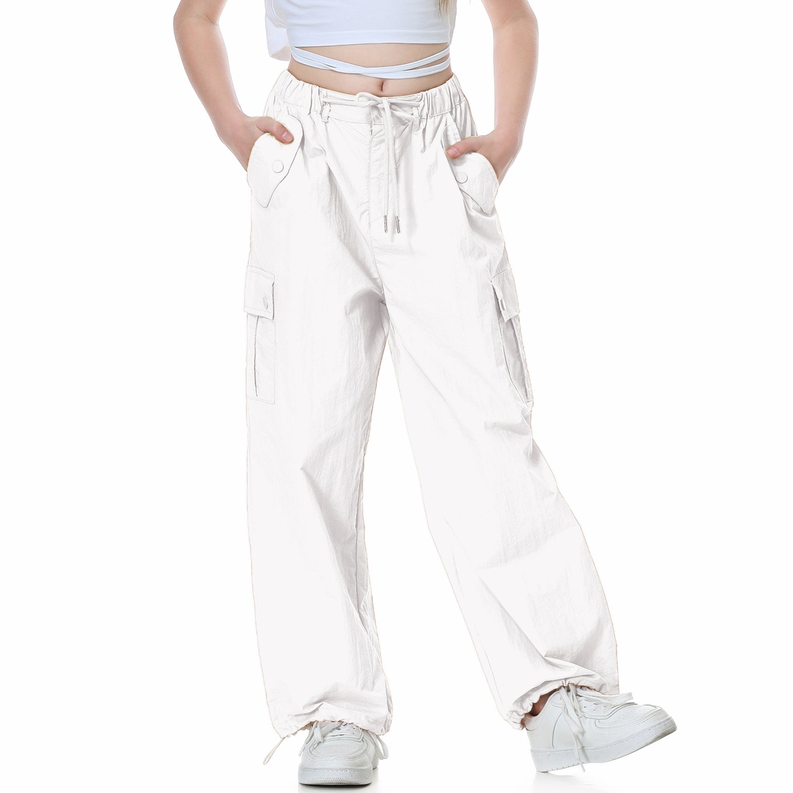 Girl's Baggy Cargo Parachute Trousers