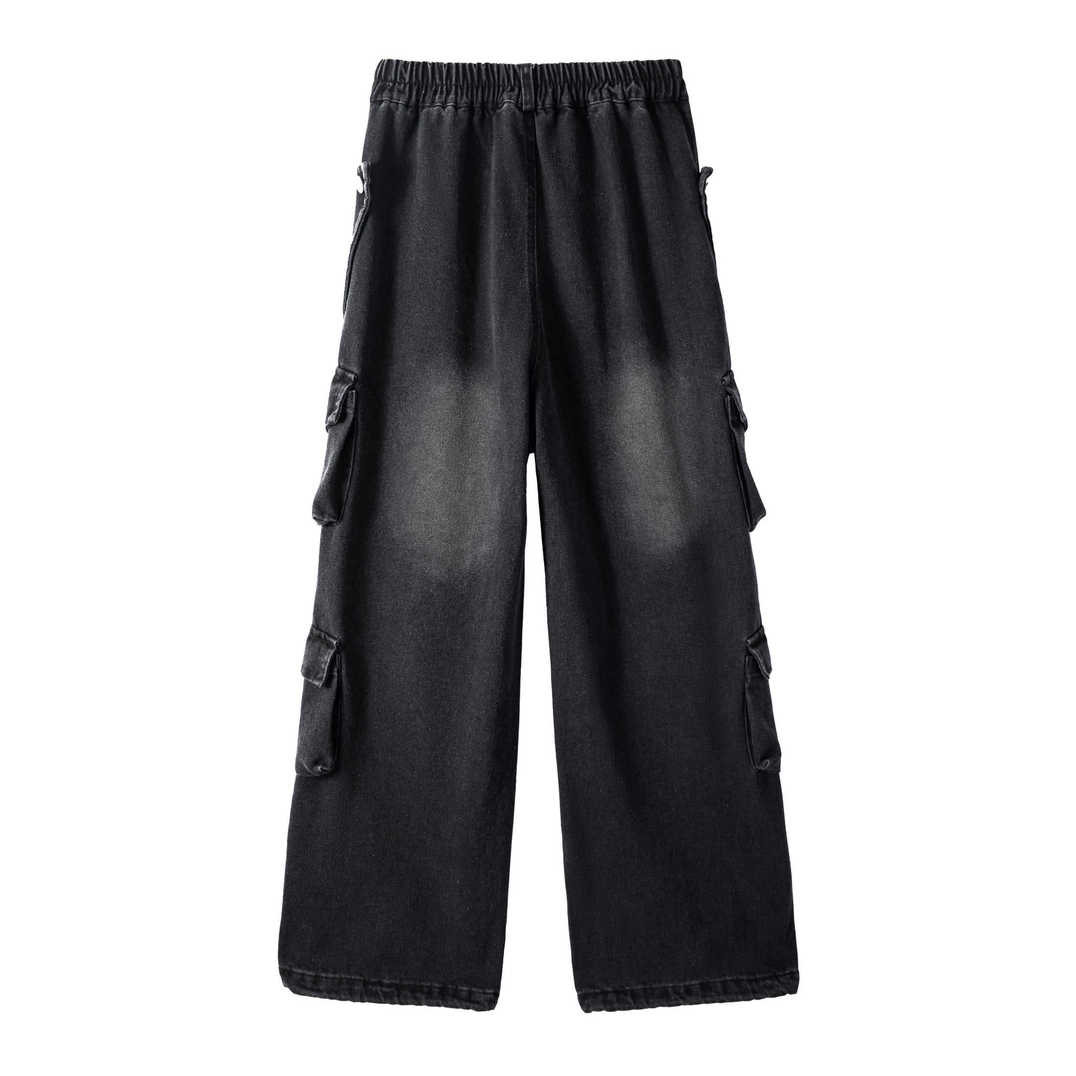 Girl's Casual High Waist Baggy Wide Leg Cargo Pants
