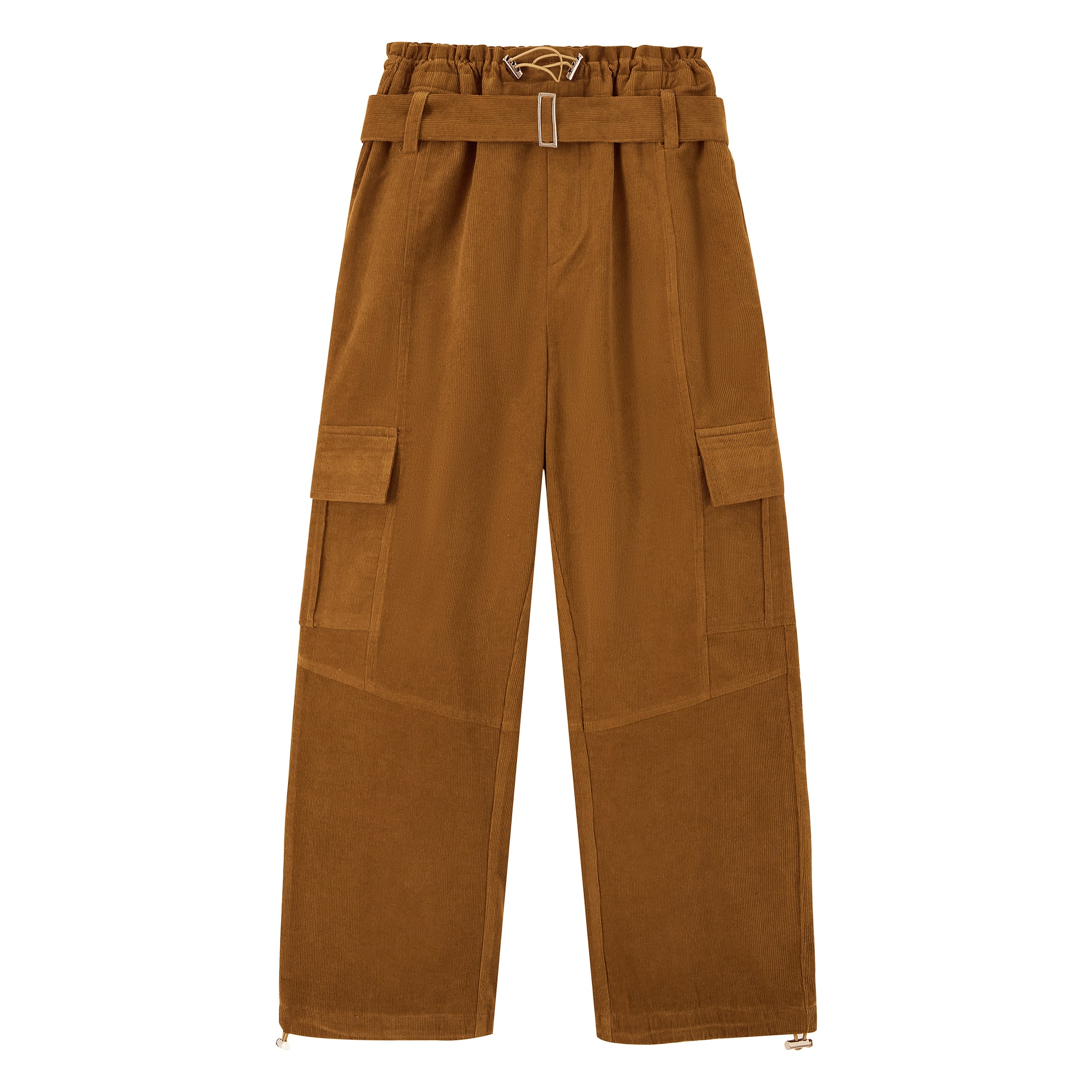 Girls Wide Leg Loose Cargo Pants with Belt