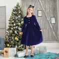 Load image into Gallery viewer, Rolanko Girls Velvet Dress Square Neck Long Sleeve Dress with Pockets
