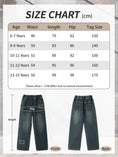 Load image into Gallery viewer, Girls Front Raw Edge Butterfly Wide Leg Jeans
