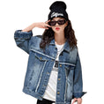 Load image into Gallery viewer, Girls Blue Ribbed Line Denim Jacket
