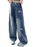 Carica l'immagine nel visualizzatore della galleria, Girls Butterfly Print Loose Jeans
