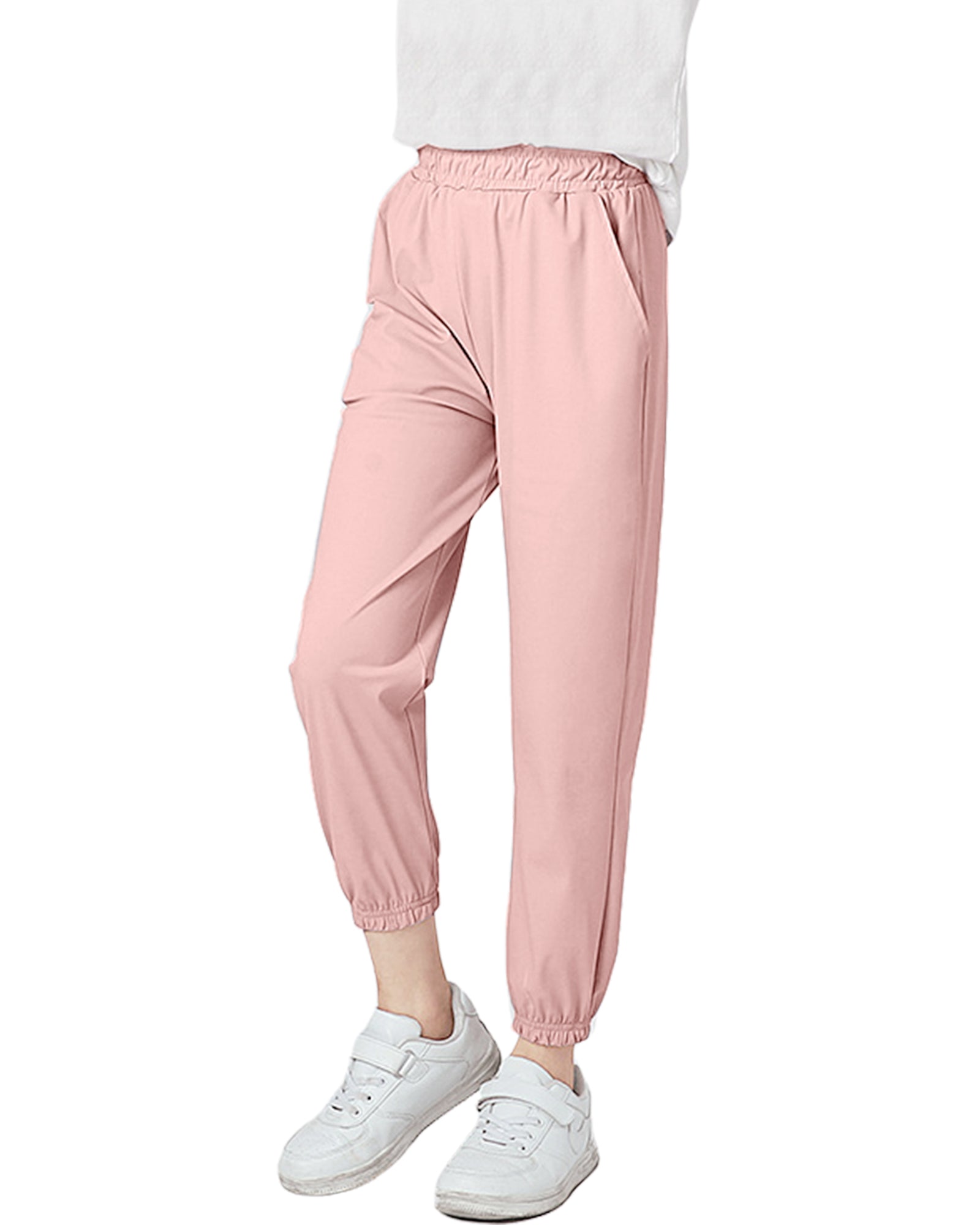 Rolanko Joggers with Pockets Quick Dry Silky Kids Sweatpants Lightweight Athletic Pants