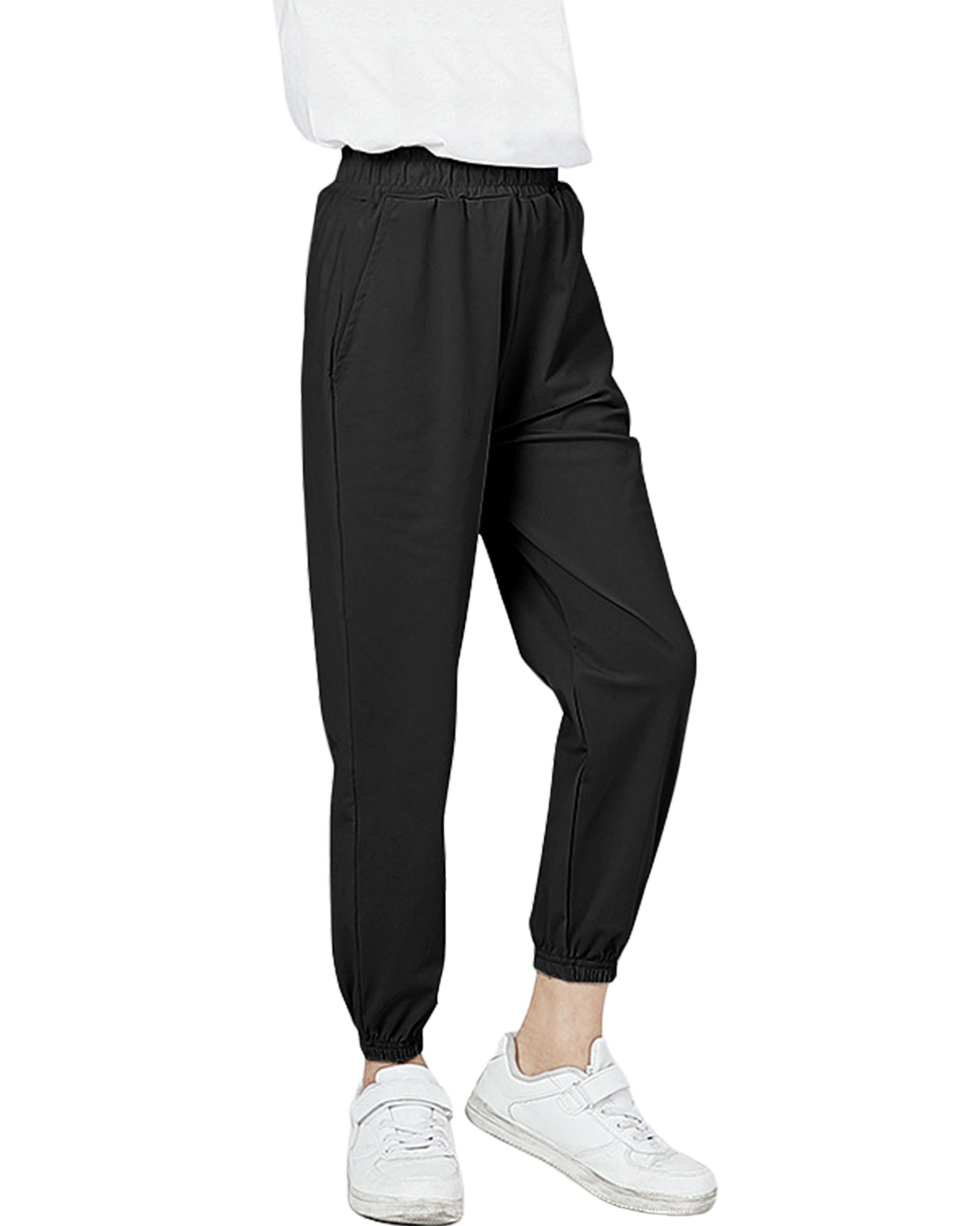 Rolanko Joggers with Pockets Quick Dry Silky Kids Sweatpants Lightweight Athletic Pants