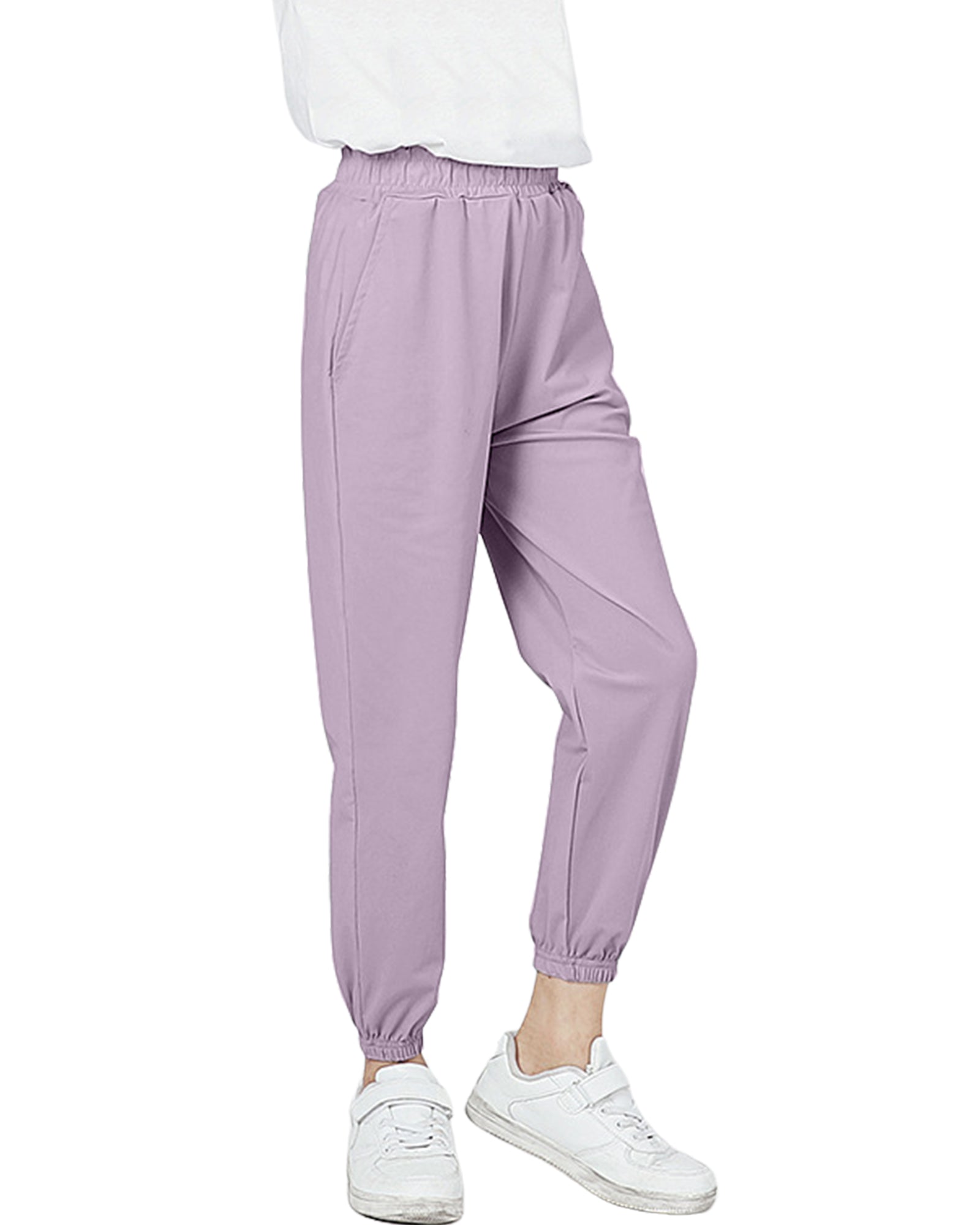 Rolanko Joggers with Pockets Quick Dry Silky Kids Sweatpants Lightweight Athletic Pants
