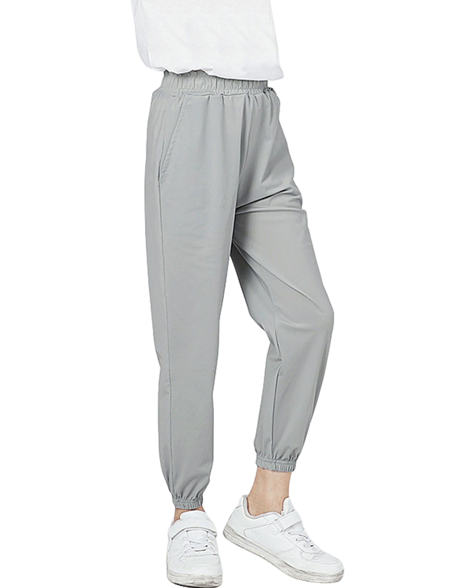 Rolanko Joggers with Pockets Quick Dry Silky Kids Sweatpants Lightweight Athletic Pants