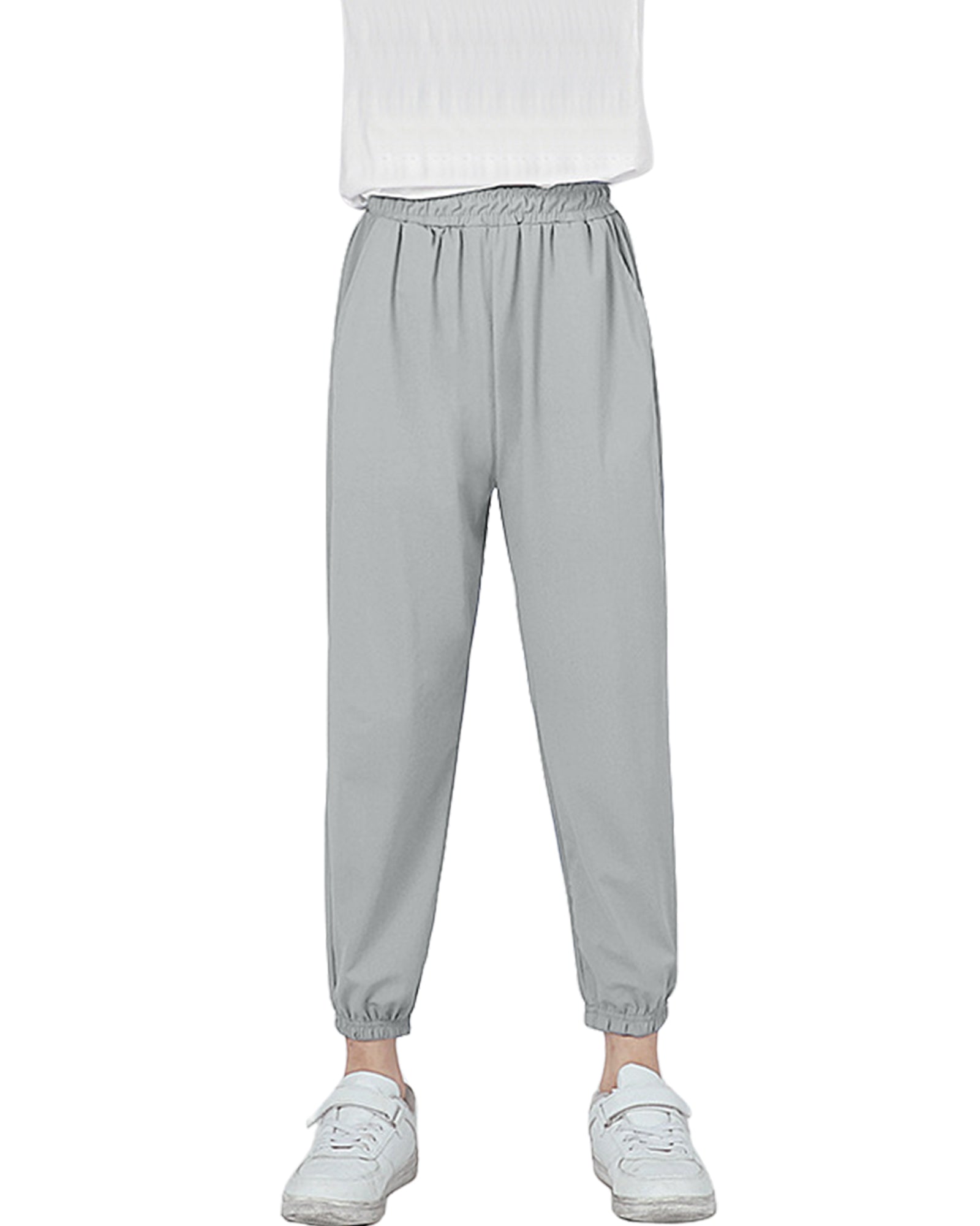 Rolanko Joggers with Pockets Quick Dry Silky Kids Sweatpants Lightweight Athletic Pants