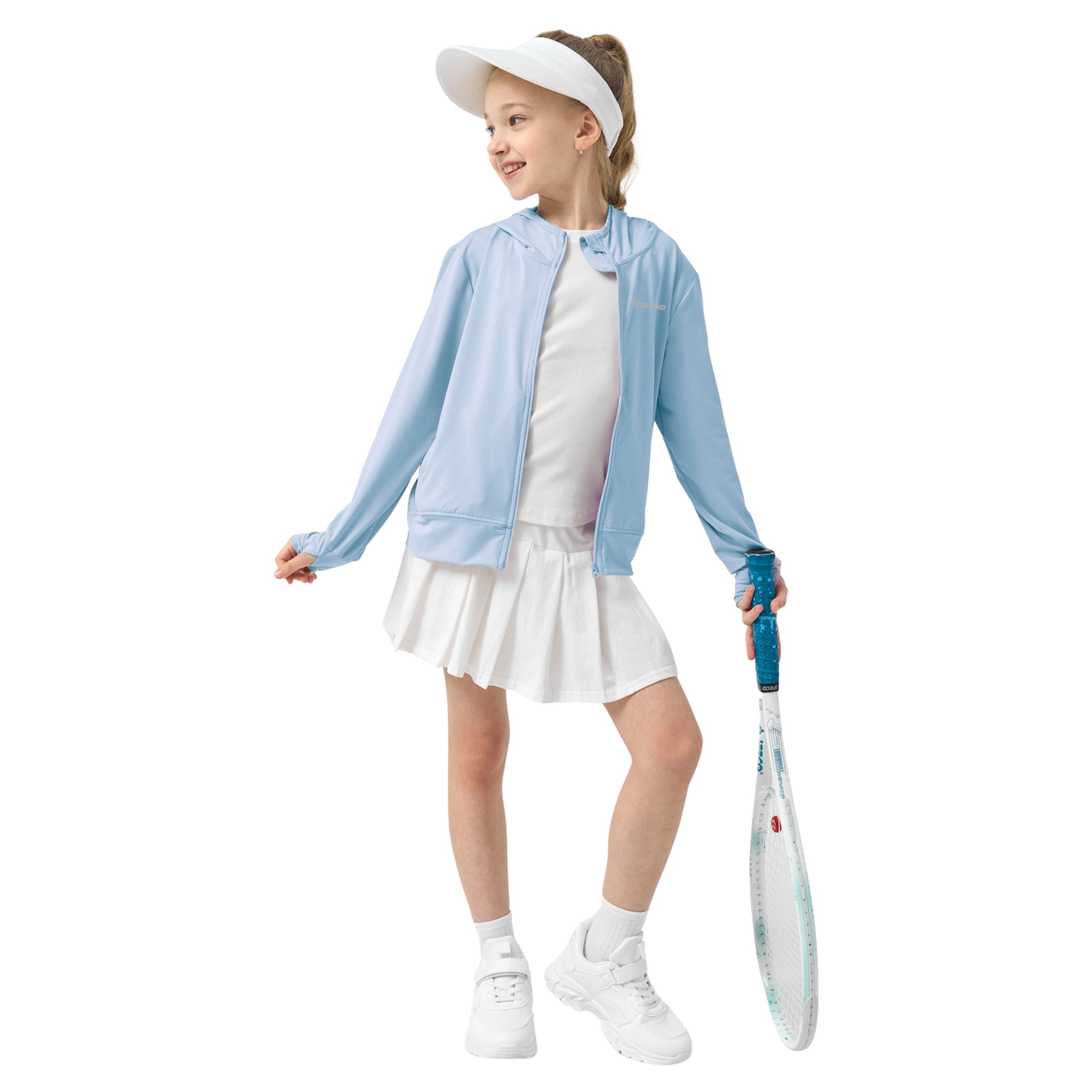 Rolanko Kids Zip Up Sun Hoodie UPF50+ with Thumbholes