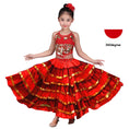 Load image into Gallery viewer, Girls Spanish Flamenco Skirt Gypsy Belly Dancer Performance Costume Set
