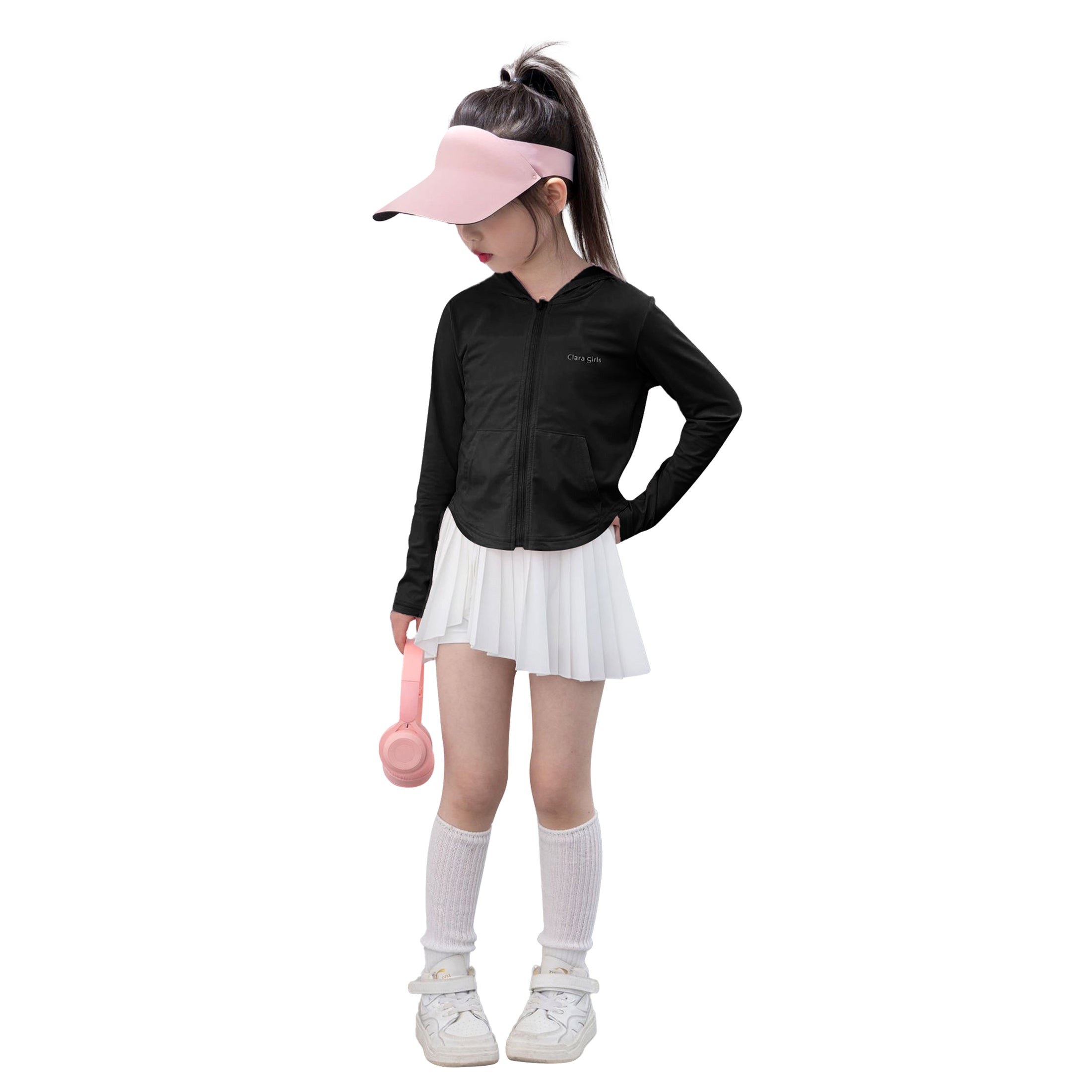 Rolanko Kids Zip Up Sun Hoodie UPF50+ with Thumbholes