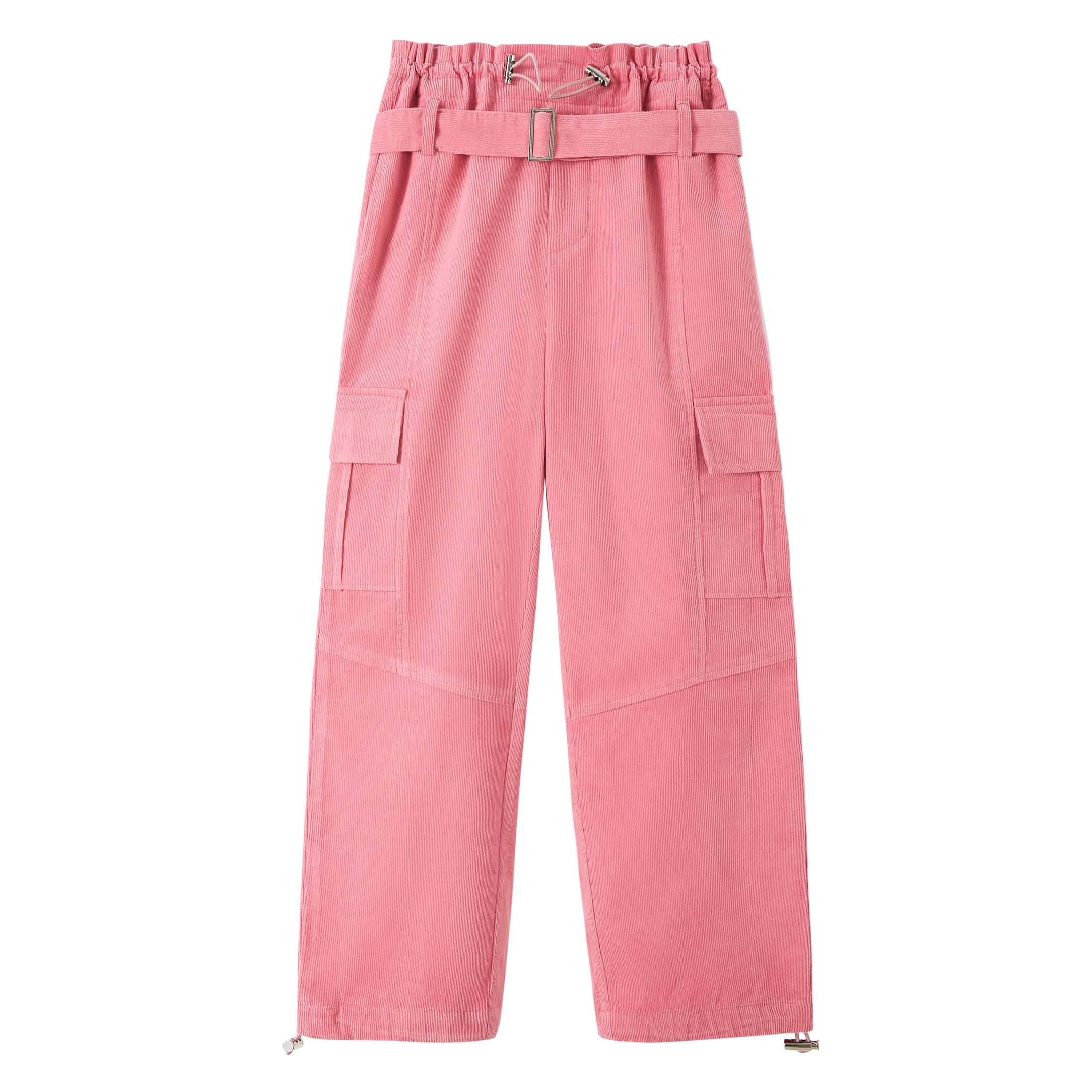 Girls Wide Leg Loose Cargo Pants with Belt