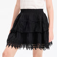 Load image into Gallery viewer, Rolanko Girls Lace Mini Skirts Ruffle Pleated Tiered High Waist Flowy Skorts
