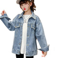 Load image into Gallery viewer, Girls Blue Pearl Denim Jacket
