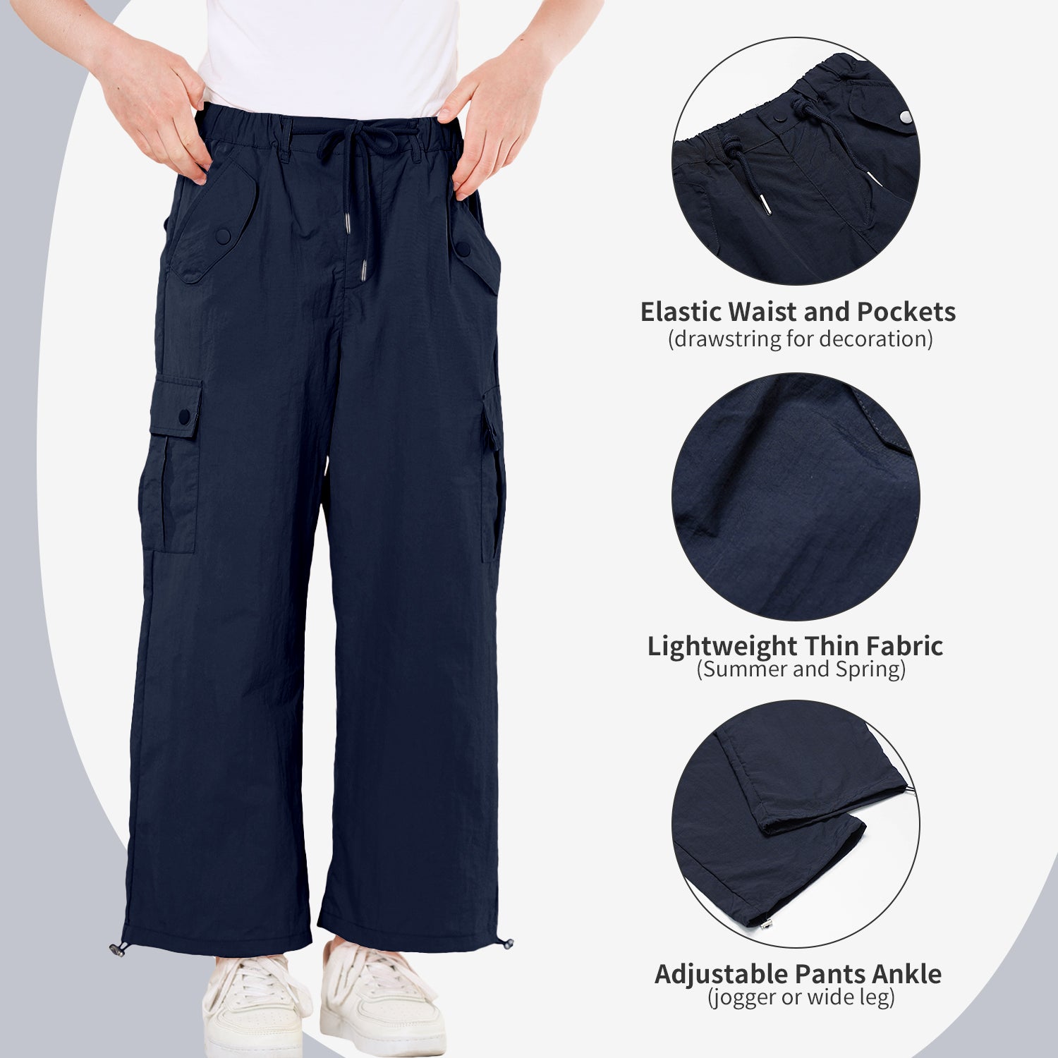 Girl's Baggy Cargo Parachute Trousers