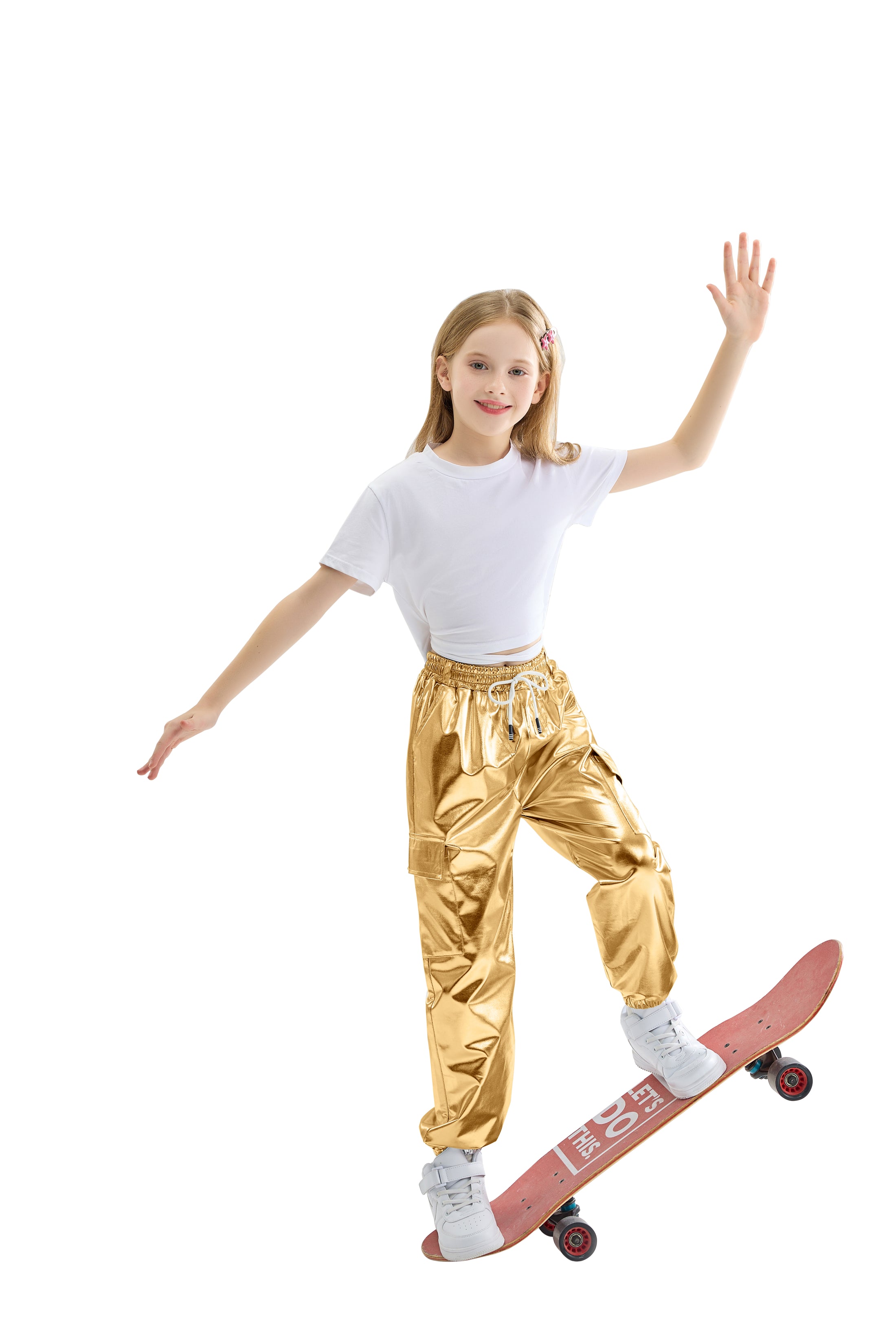 Girls Hip Hop Dance Cotton Cargo Jogger Pants for Kids