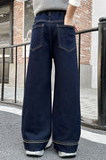 Load image into Gallery viewer, Girls Primary Color Topstitch Basic Denim Wide Leg Pants
