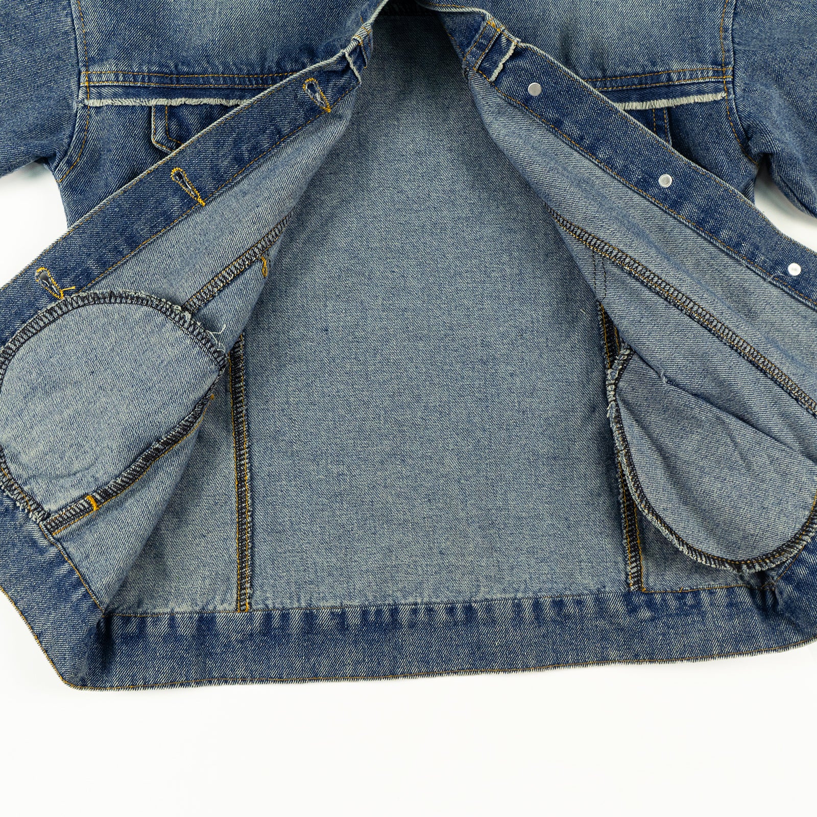 Girls Blue Ribbed Line Denim Jacket