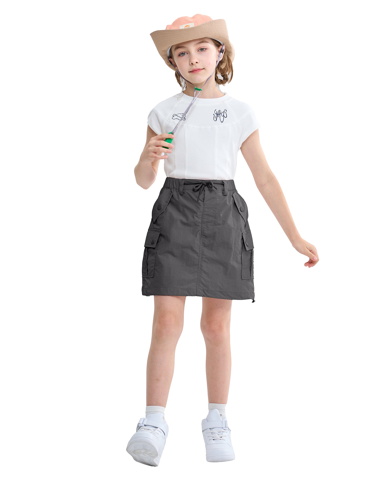 Rolanko Girls Parachute Short Skirt with Pockets