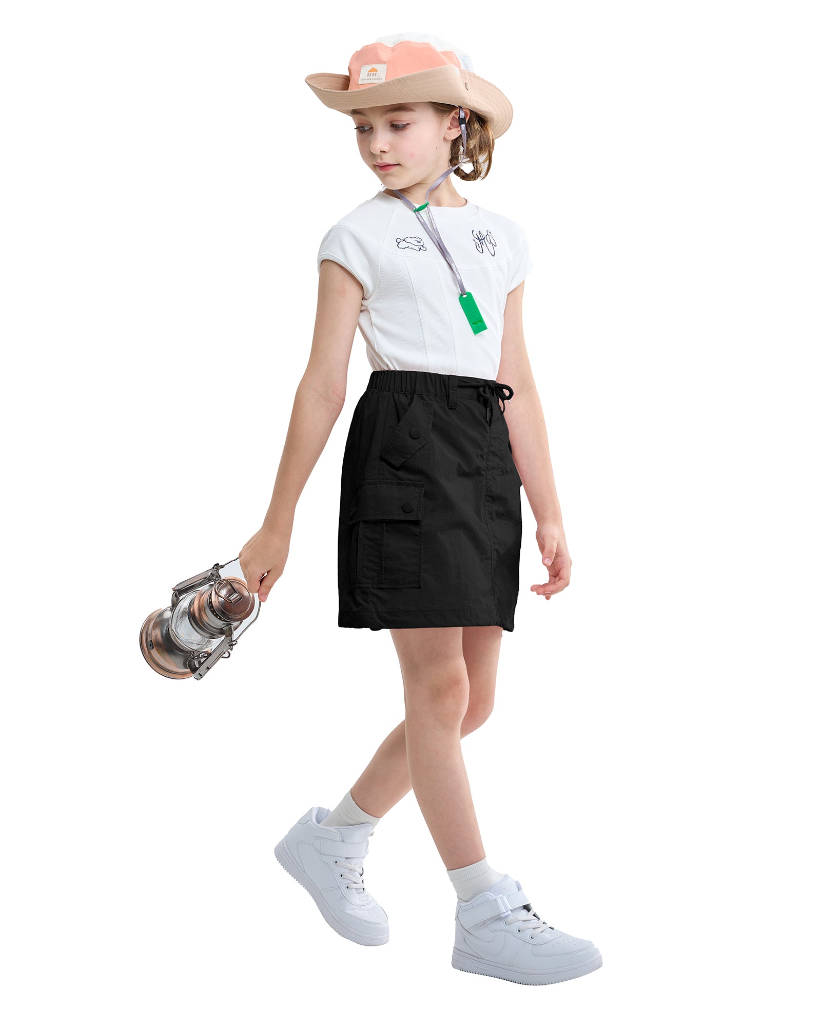 Rolanko Girls Parachute Short Skirt with Pockets