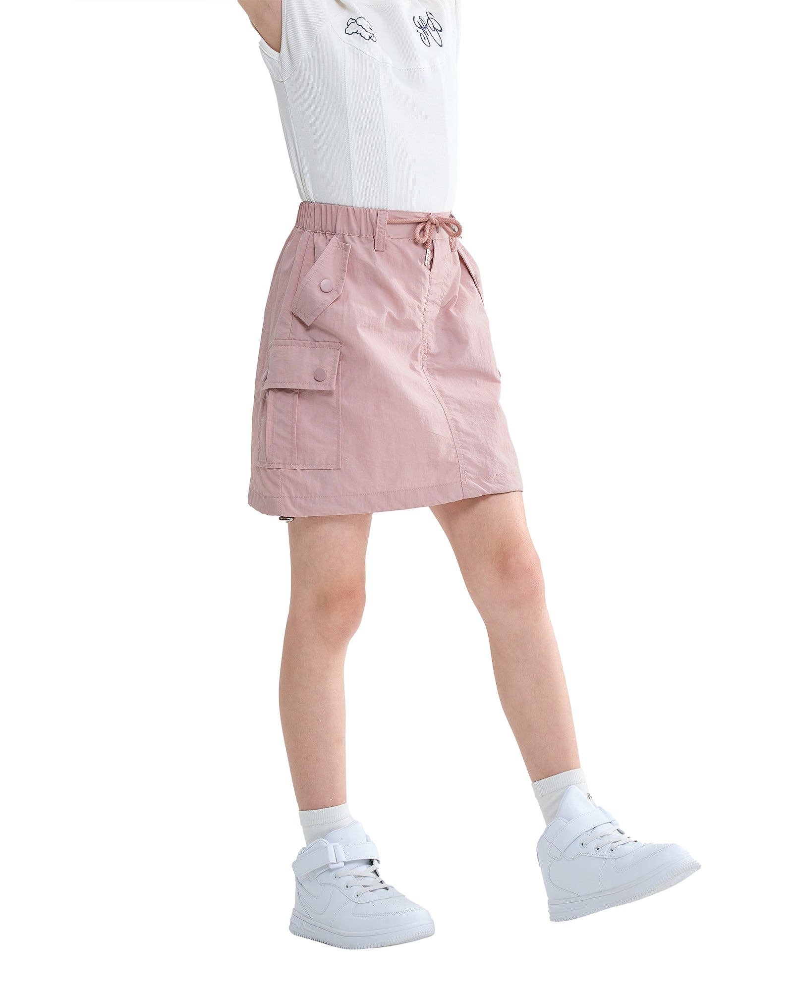 Rolanko Girls Parachute Short Skirt with Pockets