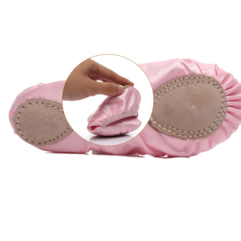 Girls Ballet Flat Shoes Dance Shoes Soft Full Split Sole Pink Bow Ballet Shoes for Kids Girls